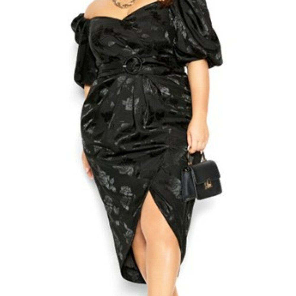 NWT City Chic Black Sweetheart Jacquard Dress - Picture 2 of 7